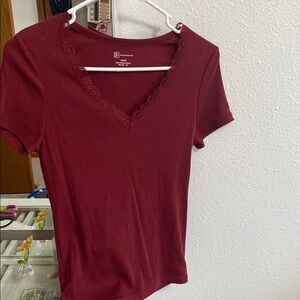Women's Burgundy V-Neck Top